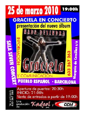 Cartel del concierto de Graciela en POble Espanyol de Barcelona Cartel del concierto de Graciela en POble Espanyol de Barcelona
