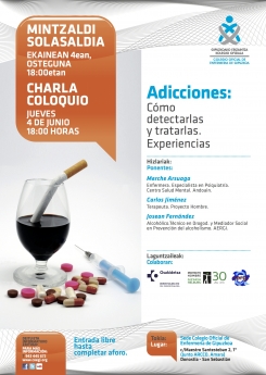Conferencia sobre adicciones abierta a los ciudadanos en la sede del Colegio Oficial de Enfermería de Gipuzkoa