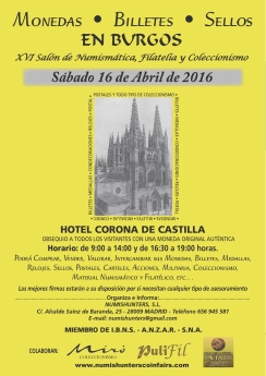 Burgos acogerá el próximo sábado día 16 el XVI Salón de Numismática, Filatelia y Coleccionismo