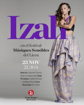 La cantante Izah actúa el próximo viernes 25 de noviembre en el Gran Teatre del Liceu de Barcelona