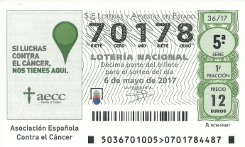Talismán 360 lanza un décimo solidario para el Sorteo Especial de la Asociación Española Contra el Cáncer