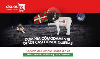 DIA lanza un Euskalburro a la Luna para promocionar su servicio de compra online en Bilbao 