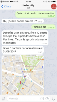 Faster.city, un chatbot para olvidar los mapas en la ciudad