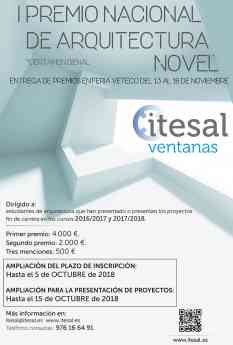 ITESAL amplía el plazo de su I Premio Nacional de Arquitectura Novel ITESAL VETECO 2018