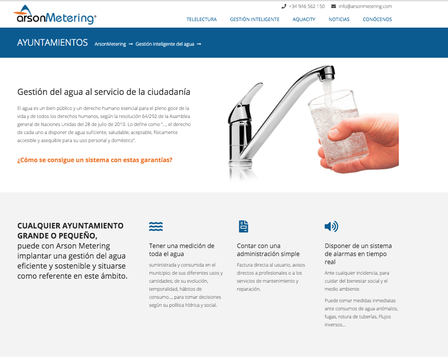 Arson Metering renueva su web sobre telelectura de contadores de agua