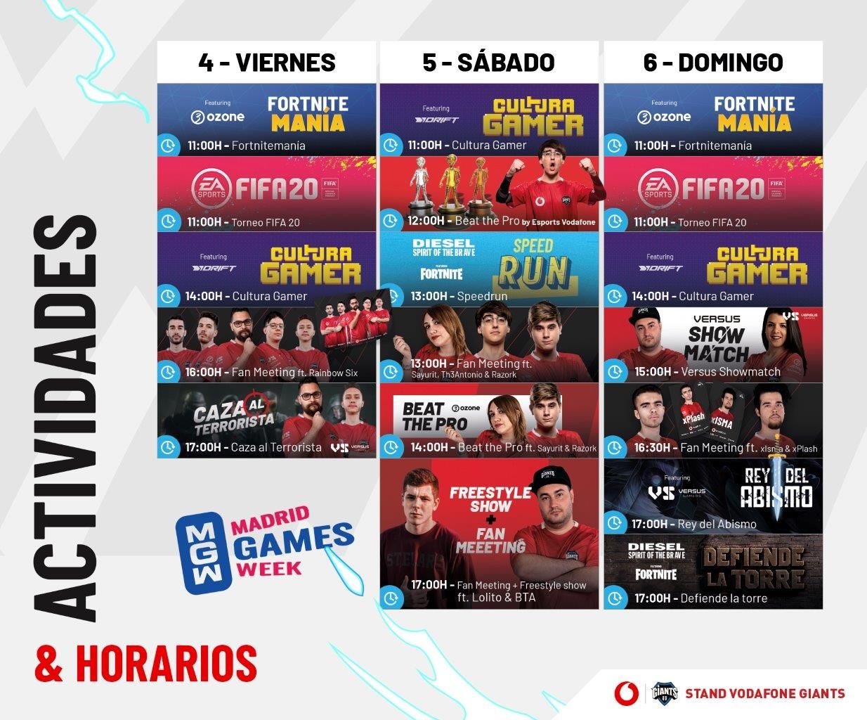 Vodafone Giants desvela su programa para la Madrid Games Week