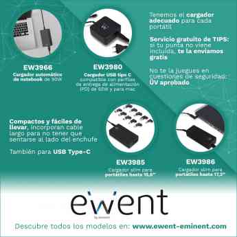 Ewent ofrece consejos para saber elegir el mejor cargador para un ordenador portátil
