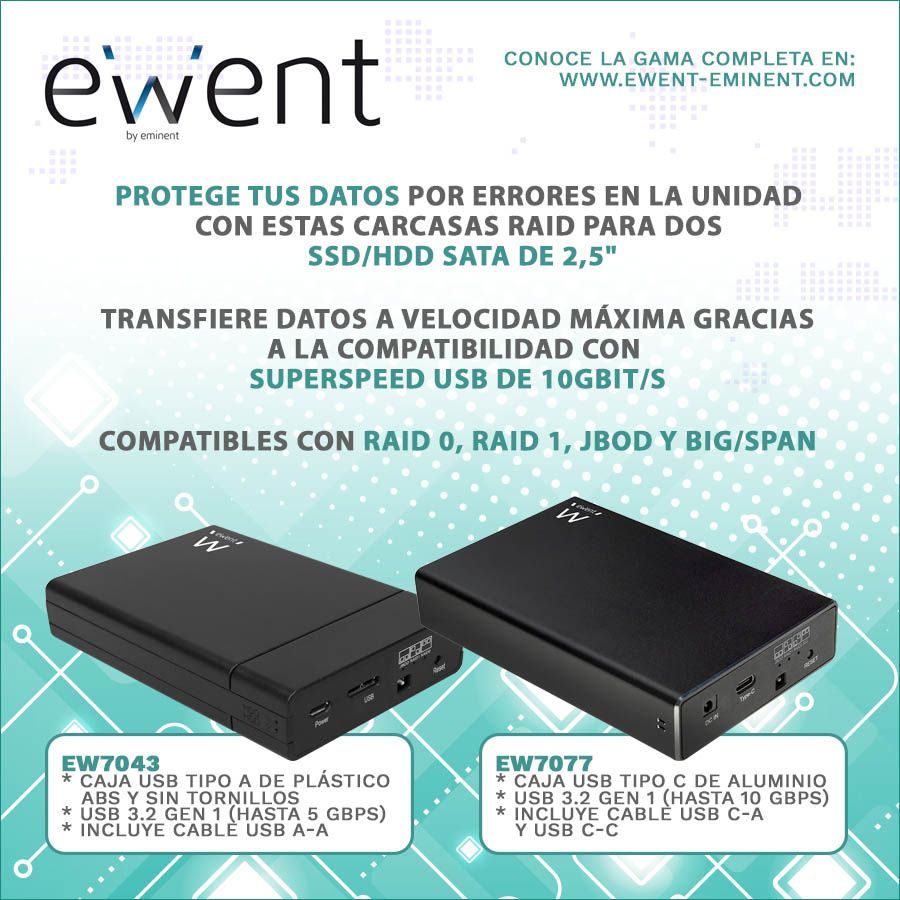 Ewent recomienda usar una carcasa de HDD/SSD para proteger los datos en cualquier ordenador