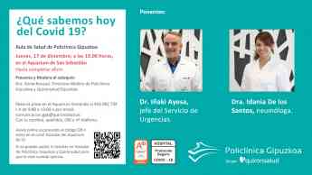 Dos expertos médicos expondrán las certezas que se tienen hoy sobre el Covid en Gipuzkoa