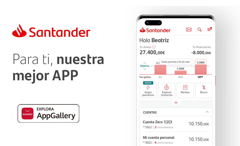 Foto de La app de Santander aterriza en AppGallery ampliando la