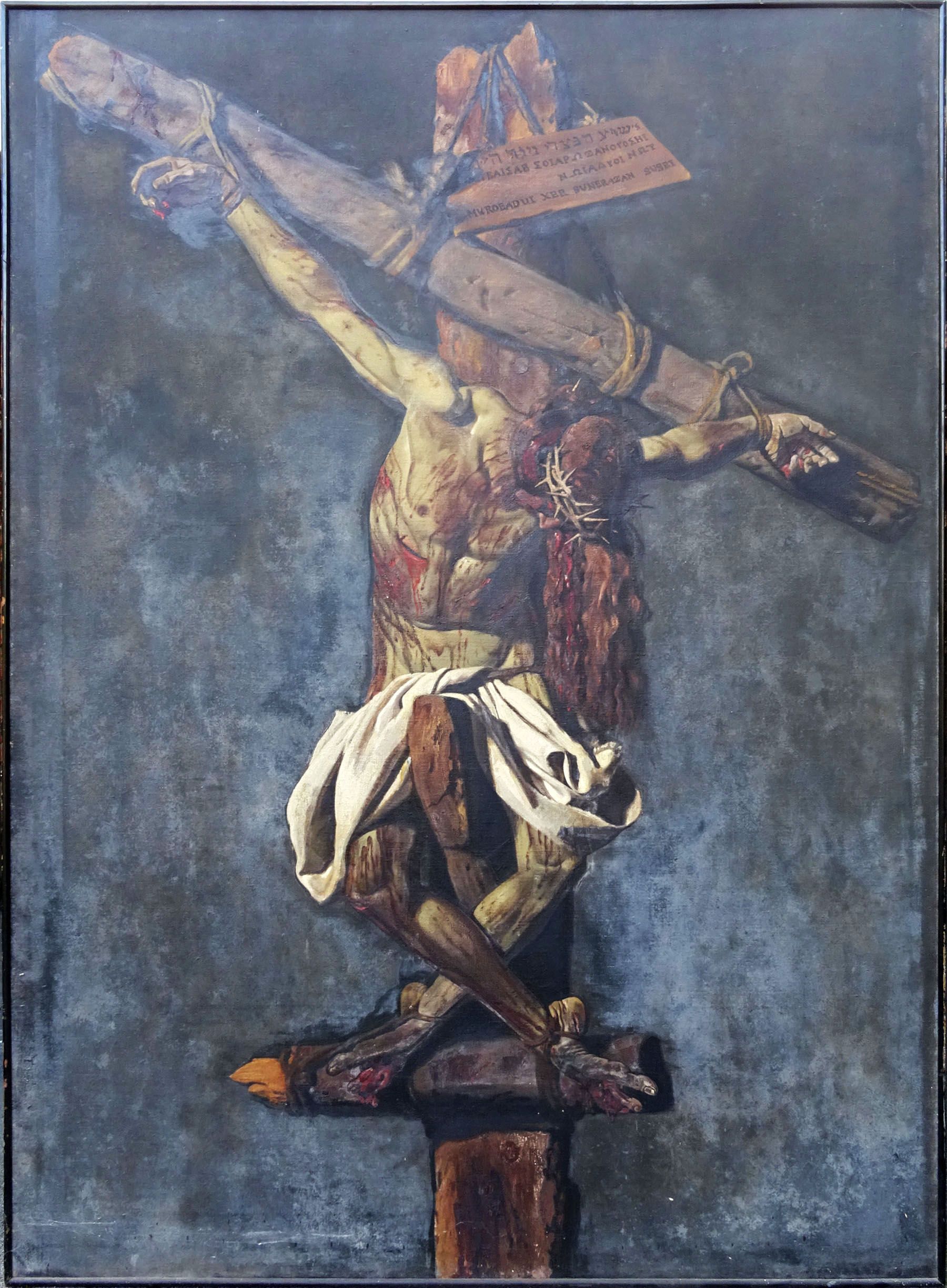 Sale a subasta la primera de las cuatro versiones del Cristo crucificado que pintó Benito Prieto Coussent
