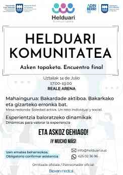 La soledad, tema central del evento final de Helduari Komunitatea mañana en el auditorio del Reale Arena