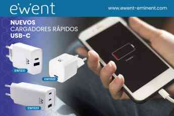 Ewent presenta sus nuevos cargadores UBS y USB-C para cargas rápidas