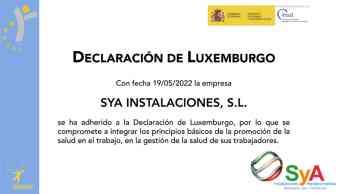 SyA Instalaciones explica qué es la Declaración de Luxemburgo y la salud laboral
