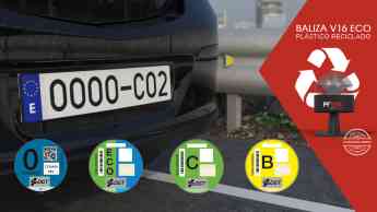 La baliza V16 conectada de Erum Vial y las etiquetas ECO, dos apuestas por la movilidad sostenible