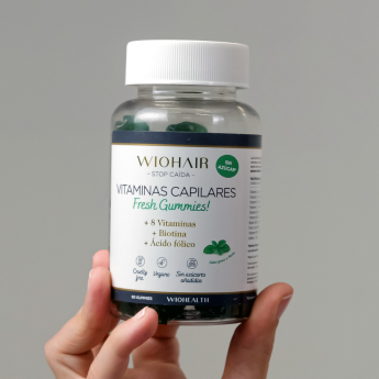 Wiohair Gummies capilares vitaminas para el cabello sin azúcar