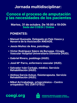 Las necesidades sanitarias de las personas amputadas analizadas en una jornada multidisciplinar organizada por el COEGI y la Asociación Nacional de Amputados (Andade)