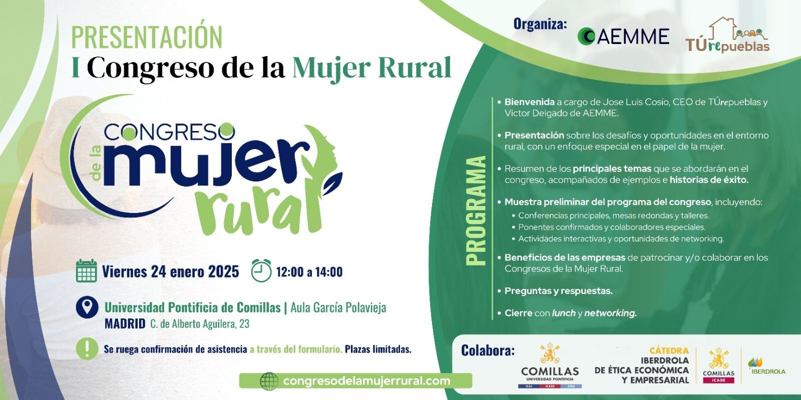 AEMME y TÚrepueblas presentan el I Congreso de la Mujer Rural