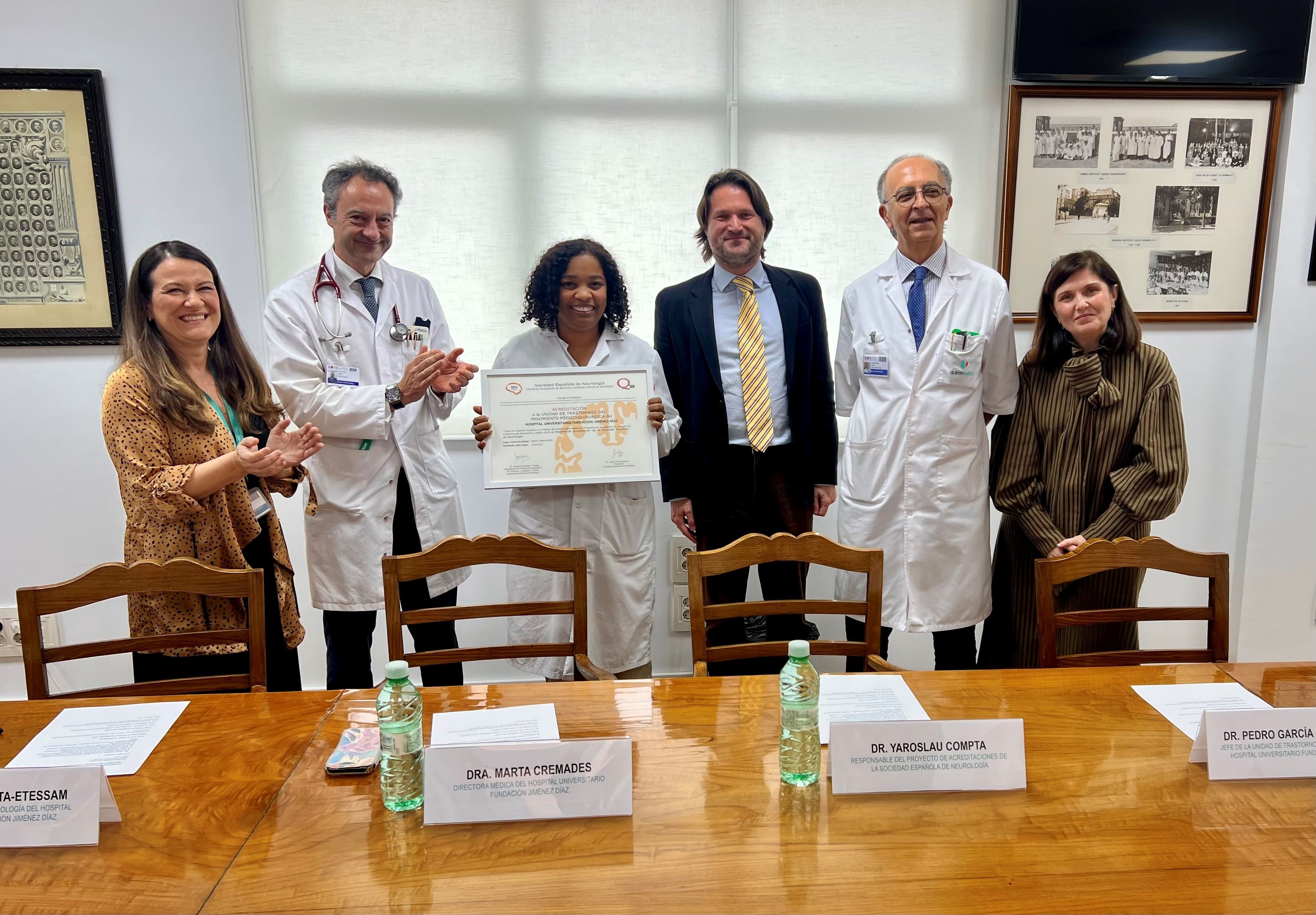 La Sociedad Española de Neurología certifica a la Fundación Jiménez Díaz como referente en el tratamiento de trastornos del movimiento