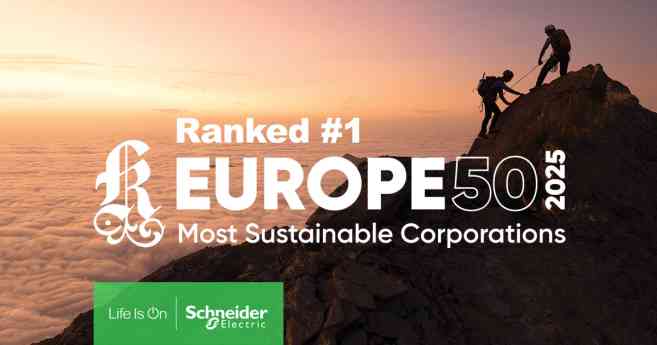 Schneider Electric reconocida como la empresa más Sostenible de Europa por Corporate Knights 