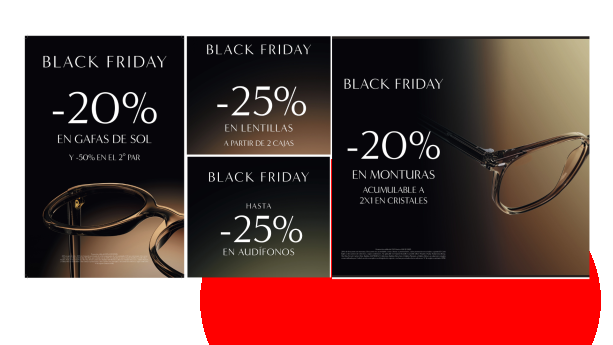 OPTICA2OOO celebra el Black Friday con descuentos de hasta el 25% en gafas, lentillas y audífonos