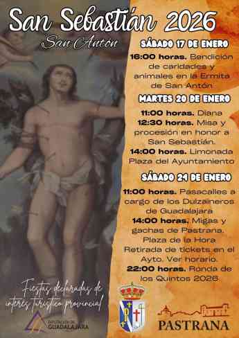 Once quintos y quintas en las fiestas de San Antón y San Sebastián 2026 de Pastrana