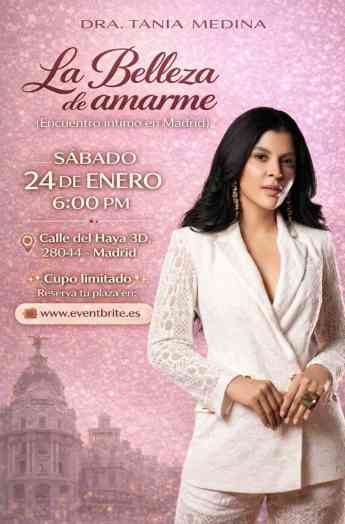 La Dra. Tania Medina llega a Madrid para presentar su conferencia "La belleza de amarme"