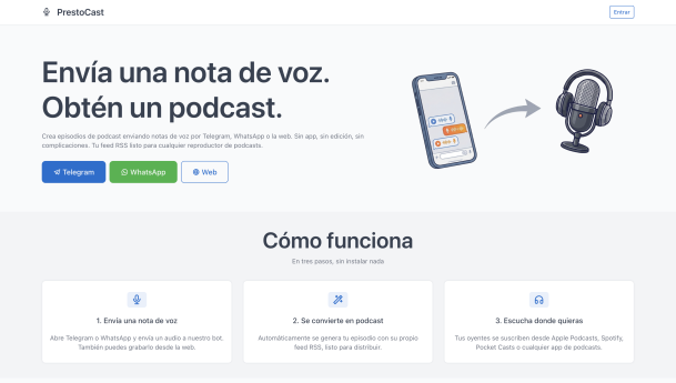 PrestoCast convierte una nota de voz en un podcast en segundos