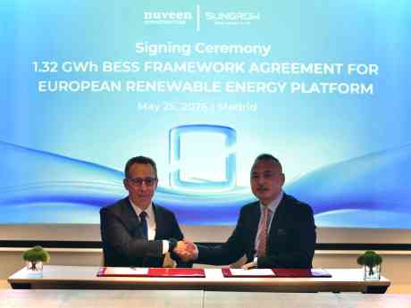Nuveen Infrastructure firma un acuerdo estratégico de 1,32 GWh con Sungrow para su plataforma europea de energía renovable